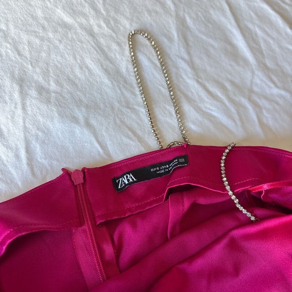 ZARA hot pink mini dress with rhinestone straps - Picture 2 of 4